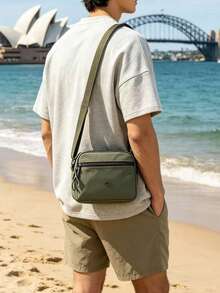 Bolso bandolera impermeable para hombres con múltiples bolsillos, bolso cruzado casual y ligero adecuado para el uso diario, viajes y compras - Verde - Ver 3