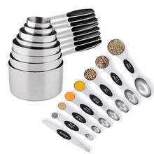 Set di misurini e cucchiai in acciaio inossidabile, 1 set, set di misurini e cucchiai magnetici a doppia faccia, pratico e facile da usare, adatto per cucinare e cuocere al forno. - Nero - 17 pezzi/set - Visualizzare 4