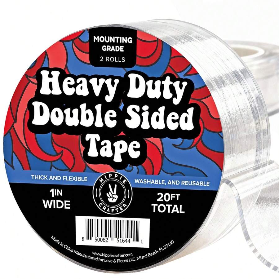 2 Pack Alien Nano Double Sided Tape Heavy Duty Mounting Tape Sticky Walls, Alien Tape Double Sided Heavy Duty Rug Tape, Duty Multipurpose Mounting Transparent Tape For Paste Items - 0.1cm'T-2cm'W-2m'L - Xem 1