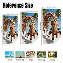 1pc Funny Inverted Giraffe Print Beach Towel - Lightweight, Quick-Dry, Soft Polyester Beach Mat With Palm Tree And Ocean Pattern, Ideal For Camping, Beach, Surfing And Swimming, Beach Accessories | Modern Beach Towel | Durable Beach Mat, Beach Towel - Fun Upside-down Giraffe - View 3