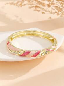 1pc Fashion New Gold-Plated Diamond Enamel Filigree Bracelet Jewelry Gift For Women And Girls - Hot Pink - View 4