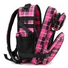 QTandQY - Mochila táctica militar de 25 l/35 l/45 l/45 l para hombre mochila de 3 días mochila de senderismo con soporte para botella - 25L Rosa Plaid - Ver 8