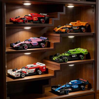 6pcs Micro Particle Racing Car Building Blocks, Recreate Classic Streamlined Shapes, Compact Assembly With Solid 3D Effect, ABS Material, Suitable For Desktop, Display Cabinet, Home Decor, Puzzle-Solving Process, Great Gift For Racing Fans And Building Block Enthusiasts, Recommended For Holidays Like Valentine's Day, Father's Day, Mother's Day, Spring, Wedding Season, Birthday Parties