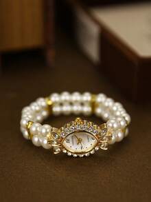 Beaded Youth Quartz Watch Is Fashionable And Exquisite Suitable For Daily Matching Birthday/Graduation Gifts And Parties - White - View 4