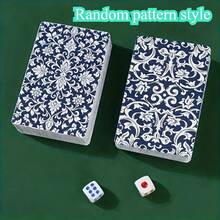 144 Portable Iron Box Chinese Mahjong And Poker Cards - Outdoor Waterproof Adult Single Player Game - Suitable For Christmas Party Entertainment Activities - 144 Mahjong Tiles - View 2