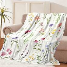 Wildflowers Throw Blanket Botanical Floral Printed Blanket Super Soft Flannel Throw Blankets Lightweight Fluffy Plush Fuzzy Bed Blankets For Bedding Sofa 50"X60" - Multicolor - View 2