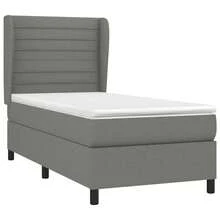 vidaXL Boxspringbett Mit Matratze Dunkelgrau 90x190 Cm Stoff - Gris - Ver 3
