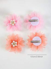 10pcs/Set Girls' Multi-Color Diamond & Pearl Flower Hair Clips, Hair Accessories, Everyday Use - Multicolor - View 7