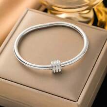 1pc Stainless Steel Rhinestone Decorated Waist Bangle Bracelet, Minimalist Fashion, Non-Fading, Titanium Steel, Elegant - Slim Waist Bracelet - View 16