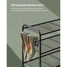 SONGMICS Zapatero Organizaor Zapatos e 3 Niveles Estante Metálico con 4 Gancos para 12 Pares Altura Ajustable MLMR068B01 - Ver 7