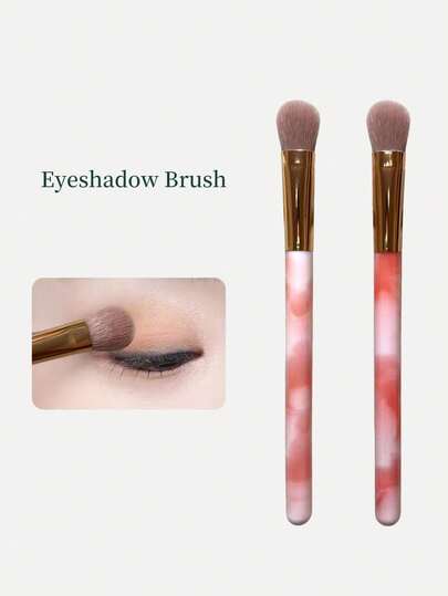 2支粉色眼影刷，精细晕染化妆刷，柔软纤维材质，便携，适合日常妆容、专业化妆和旅行。