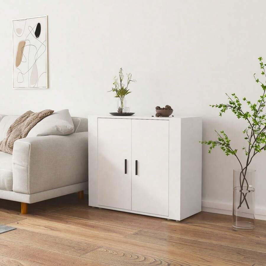 vidaXL Sideboard Weiß 80x33x70 Cm Holzwerkstoff - White - View 1