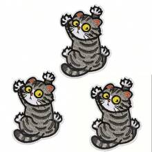1/3 buah Patch Bordir Kucing Tabby Abu-abu Lucu Tempel/Jahit untuk Jaket, Tas, Topi, Kerajinan Kain DIY Jahit Setrika Patch Bordir - A - View 8