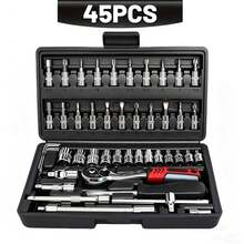 45/53件套工具套装，高级专业汽车/摩托车维修工具包，1/4英寸驱动深孔和标准扳手套装，赛车级汽车零部件维修棘轮扳手及其他汽车维修配件工具包 - a - 查看 13