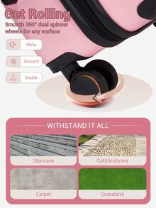 20 Inch 24 Inch 28 Inch Luggage Suitcase Carry On Cabin ABS Spinner Wheels Password Lock Lightweight 3 Piece Set Small Medium Large Holiday Travel - Pink - View 7