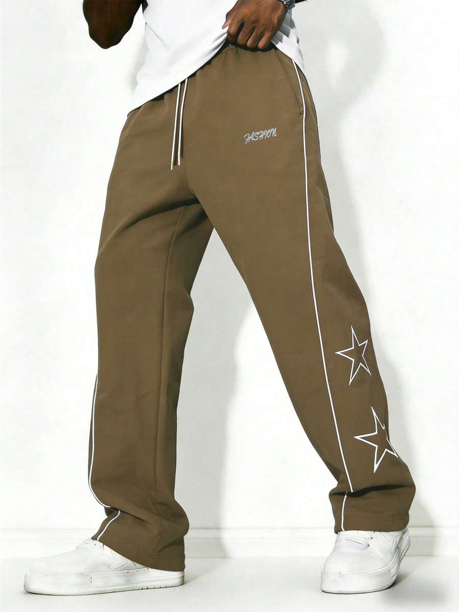 Men's Casual Pants For Spring/Summer, Fashionable Embroidered Lightweight Travel Trousers, Comfortable Streetwear