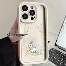 芝生ウサギ柄シリコン製スマホケースは、iPhone17、16、15、14、13、12、11 Pro Max、Plus、Air、X、XS、および S21、S22、S23、S24、S25、A13、A14、A15、A17、A33、A35、A54、Note20に対応しており、クリスマスやバレンタインデーのプレゼントとして彼氏、彼女、家族に贈るのに適しています。 - ホワイト - チェックする 12