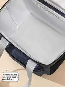 1pc Large Capacity Insulated Lunch Bag, Shoulder Strap, Double Layer Bento Box Cooler Bag - Black 2 - View 2