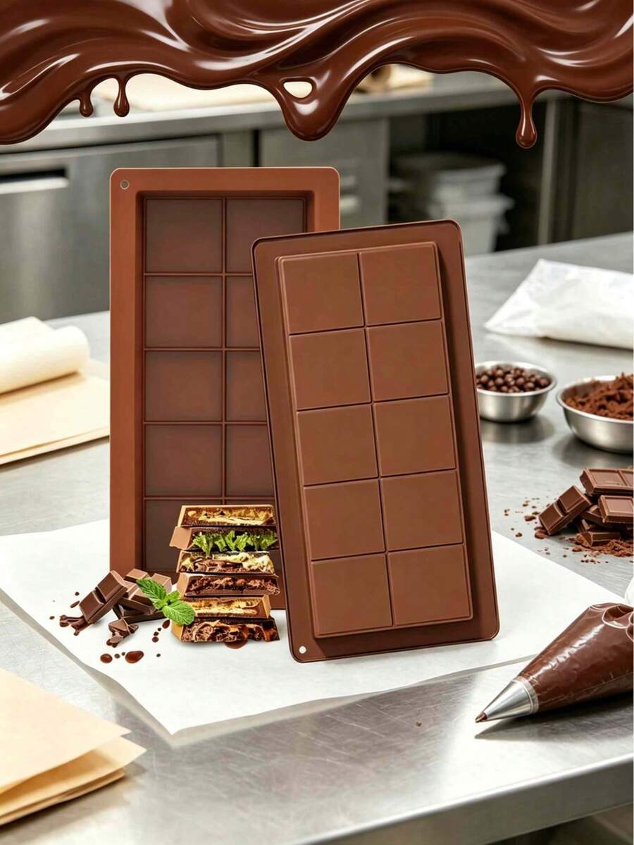 1pc Silicone Chocolate Mold - Suitable For Candy, Chocolate, Chocolate Bars And Dubai Chocolate Molds - Non-Stick, Removable Silicone, Easy Release Wax Mold, Easy To Clean, Durable Rectangular, Reusable Baking Tool, Kitchen Essential