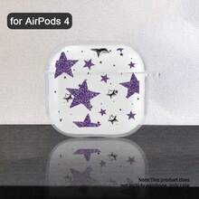 1pc UV Printed Purple Star Pattern Apple Earphone Case, Compatible With 1/2/3/4/Pro/Pro2/Pro3 Earphones, Minimalist & Fashionable Design, Suitable As Gift For Students, Office Workers, And Professionals - Clear - View 9