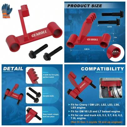 LS Engine Flywheel Locking Tool Kit, Flexplate Holder For Chevy LS1 LS2 LS3 LS6 LSX, Crankshaft Stabilizer
