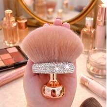 1pc High-Quality Rhinestone Decorated Large Size Self-Tanning Body Makeup Brush, Bronzer Applicator, Large Foundation Brush, Kabuki Brush For Blending Bronzer, Oval Face & Leg Makeup Brush, Multi-Functional Makeup Brushes, Foundation Brush, Face Cleansing Brush, Holiday Gift, Travel Essential - Diamond - View 3
