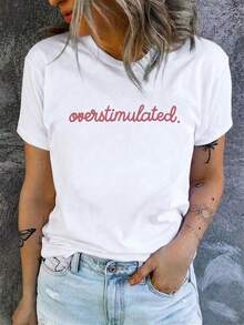 Buzzelle Women's Casual Short Sleeve Round Neck T-Shirt - Printed Pattern, Soft & Comfortable Fabric, Machine Washable, Summer Tops White - White - View 4