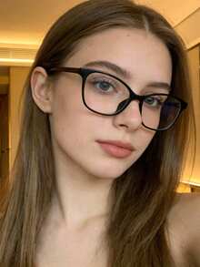 1副女士猫眼眼镜框,黑色和透明聚碳酸酯镜框,透明镜片,休闲风格,轻便,适合日常办公佩戴,带眼镜盒 - 彩色 - 查看 15