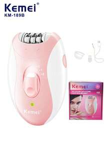 Kemei KM-189B 专业女士电动脱毛器，适用于腋下、腿部、比基尼区域等部位，USB 充电式无线体毛修剪器，1 件装 - 粉色 - 查看 13