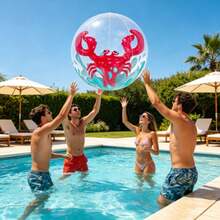 Unique Inflatable Beach Ball With A Lifelike 3D Red Crab Inside, Encased In A Crystal Clear Sphere, Turning Every Pool, Beach, Or Backyard Play Into A Fun Adventure - Multicolor - View 2