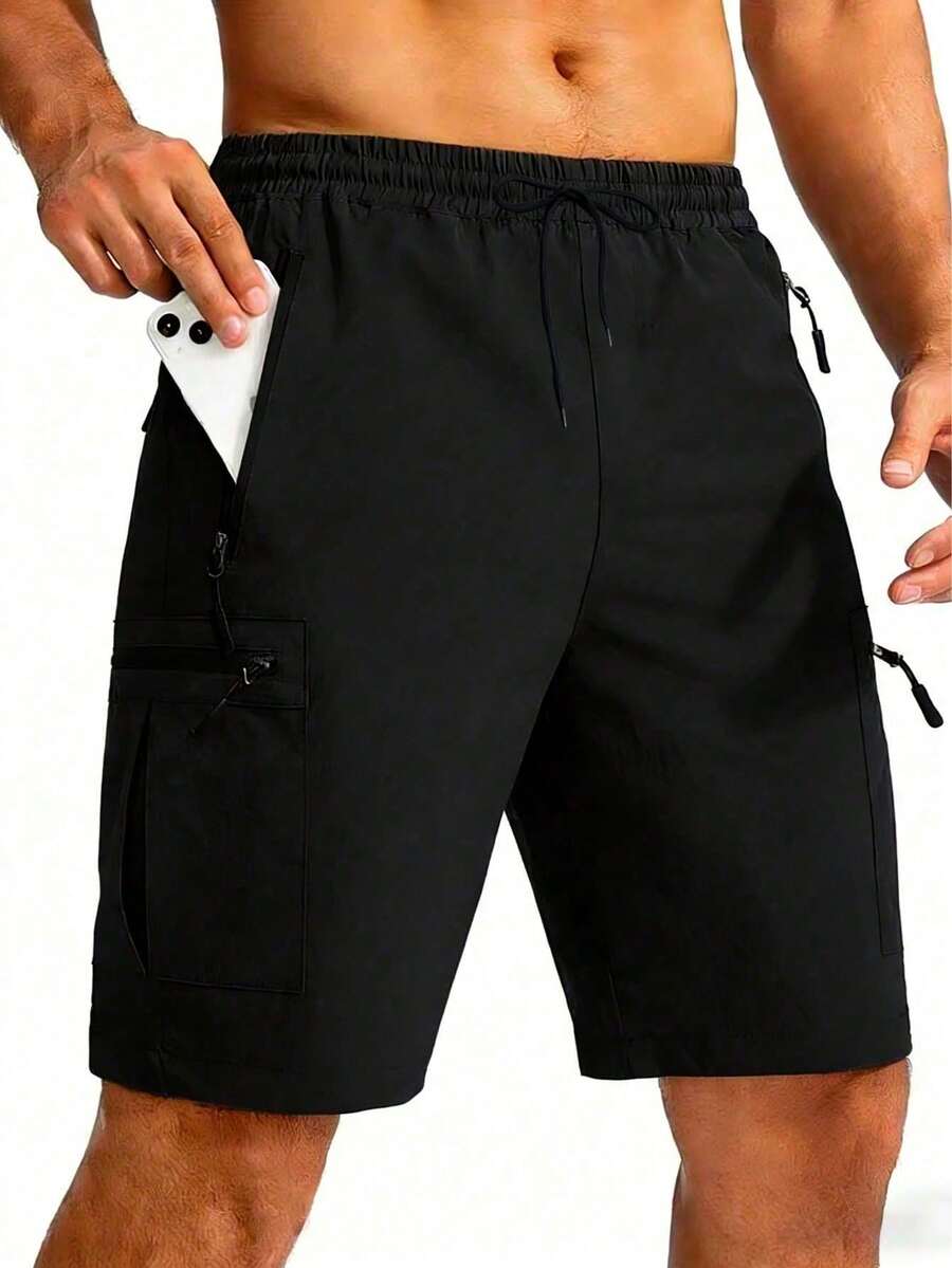 Men's Summer Casual Cargo Shorts, Multi-Pocket Outdoor Hiking Quick-Dry Breathable Shorts Sports - Black - View 1