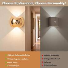 Đèn tường LED thông minh có điều chỉnh độ sáng cảm ứng & cảm biến chuyển động, đèn tường LED cảm biến chuyển động nam châm trong nhà, đèn ngủ cảm biến chuyển động không dây, đèn ngủ sạc USB 1200mAh, đèn hắt tường nam châm không dây, phù hợp cho hành lang, phòng tắm, phòng ngủ - hình cầu nhiều màu - Xem 4