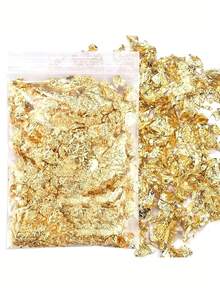 Golden Leaf And Foil Paper That Glows, 2G Per Pack, For Filling And Decorating Resin Molds With Golden And Silver Candle Wax - View 1