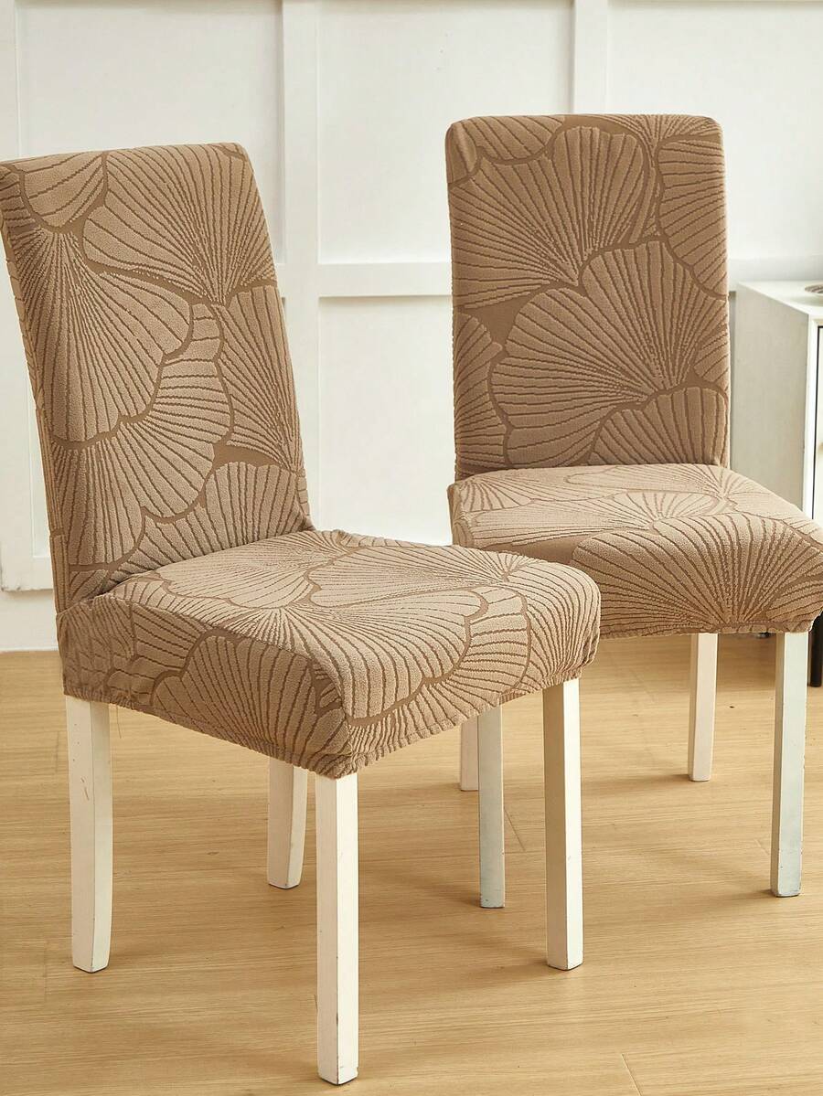 1 buah/4 buah/6 buah/8 buah Sarung Kursi Khaki yang Dapat Dilepas, Motif Daun Jacquard Mewah, Kain Elastis Cocok untuk Dekorasi Kursi Ruang Makan, Ruang Tamu, dan Kamar Tidur - Unta - View 1
