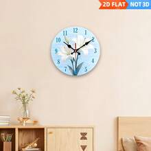 1 Piece Modern Minimalist Lily Flower Wall Clock - Round Wooden Silent Non-Ticking Battery-Operated - Suitable For Bedroom, Living Room Decoration, 10inch Decorative Clock (AA Batteries Not Included), 2D Flat Design,Centro De Mesa,Furniture Living Room,Stuff For Bedroom,House Deocr,Home Deocr Living Room,Cucco,Furniture - A - View 3