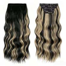 Multicolor Clip In Hair Extensions Black Color CLips 24 Inch Long Straight Hair Extension For Women Full Head Synthetic Hair Extensions Hairpieces - Multicolor - View 2