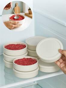 Thickened Cream-Colored Round Patty Mold Box, Fruit Fresh Bento Box, Refrigerator Beef Patty Mold, Microwave Heating Bento Box - Multicolor - View 5
