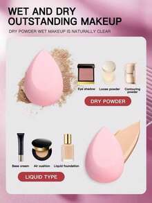 Baby Pink Water-Drop Shaped Beveled Makeup Puff With Pointed Part, Bevel Part And Bottom Ground - Baby Pink - View 5
