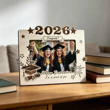 1/2pcs 2026 Graduation Cap Wooden Photo Frame, Modern Desktop Display Stand, Suitable For Graduation Photos, Perfect Graduation Party Decor And Commemorative Gift - Picture Frame - View 10