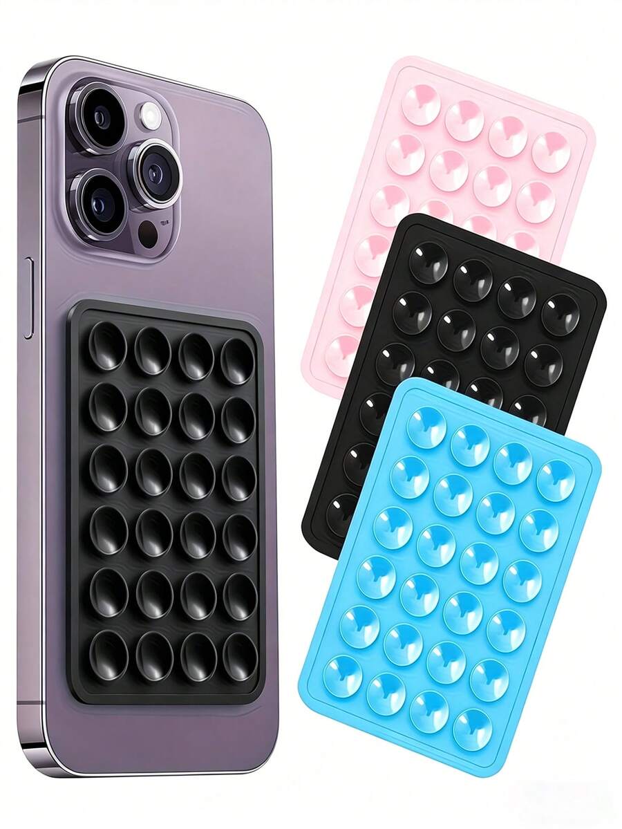 3/2/1pc,Double-Sided Silicone Phone Suction Cup, Suction Cup Holder, Designed As A Car Phone Holder, Non-Slip And Portable Double-Sided Silicone Suction Cup, Movable Square Phone Adhesive Holder With Strong Adhesive, Strong Grip On Both Sides, Compatible With IPhone And Android Devices, Reusable, Adjustable Angle And Compact Design - Multicolor - View 1