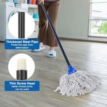 KeFanta Mop Floor Cleaning,2 Pcs Cotton String Wet Mops Refill Compatible With Microfiber Cloth Mop & 0.8 Diameter Mops Handle(1 Handle & 2 Heads) - Blue - 查看 2