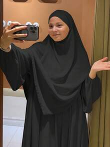 2pcs/Set Khimar+Abaya Conjunto de Oración Musulmán Suave, Abaya Larga con Hijab a Juego, Artículo de Moda Esencial para Salidas Casuales (Hijab+Vestido) - Multicolor - Ver 10