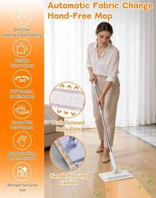 Snap Grip Mini Mop, Zero Touch Mini Mops, 92cm Long Handle Mopping Sweeper Stick For Multi Cleaning (30*Cloth) Random Color 7-14 Days Delivery - ColorE - 查看 2