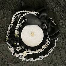 1pc New DIY Cute Lace Badge Holder, 5 Colors (Blue, Pink, Green, Black, Purple), Anime Cartoon Character Badge Display Decoration Set, Bowknot Rose Round Badge Holder For Otaku Fans - Multicolor - View 8