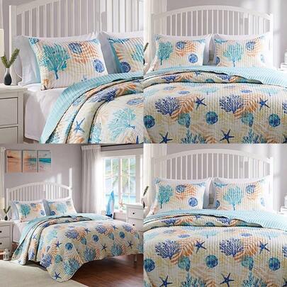 Greenland Home Montego - Funda de Almohada Reversible con Cremallera estándar Color Azul