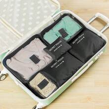 1 Set Of 6pcs Travel Packing Cubes, Large Capacity Organizer Bags - Includes Makeup Bag, Toiletry Bag, Garment Bag, Suitable For Storing Clothes, Shoes, Cosmetics, Electronics, Accessories, Great For Travel, Vacation, Business Trip, Home Organization Graduation Bag For School School Accessories School Stuff - 粉色 - 查看 27