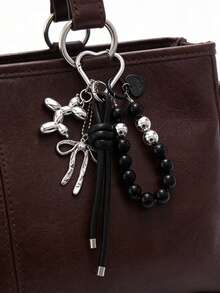 Pink Balloon Dog Pearl Bow Bag Charm Coquette Cute Keychain For Handbag Backpack Gift - Multicolor - View 10