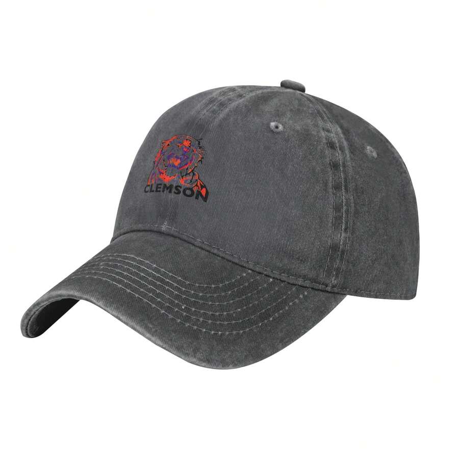 Clemson Tigers Logo 1970 Cotton Canvas, Adjustable, Lightweight & Stylish Hat For Outdoor Activities - Dark Grey - View 1