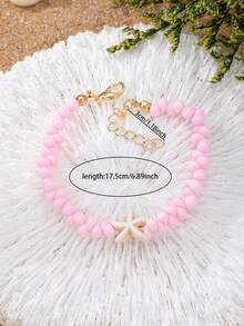 1 Peça Pulseira de Contas em Formato de Estrela-do-mar para Mulheres, Pulseiras Empilháveis com Tema Boêmio Colorido de Praia e Oceano, Presente de Joia de Férias de Verão para Ela - Multicolorido - Visão 5