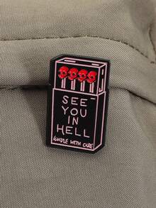 1/2件套哥特风火柴盒骷髅珐琅徽章套装，朋克暗黑风火柴胸针，翻领徽章，可别在背包、夹克上，另类时尚饰品礼品 - 彩色 - 查看 8